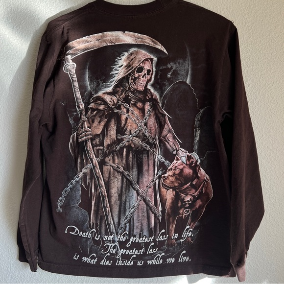 Y2K The Reaper Biker Graphic Shirt - Picture 1 of 7